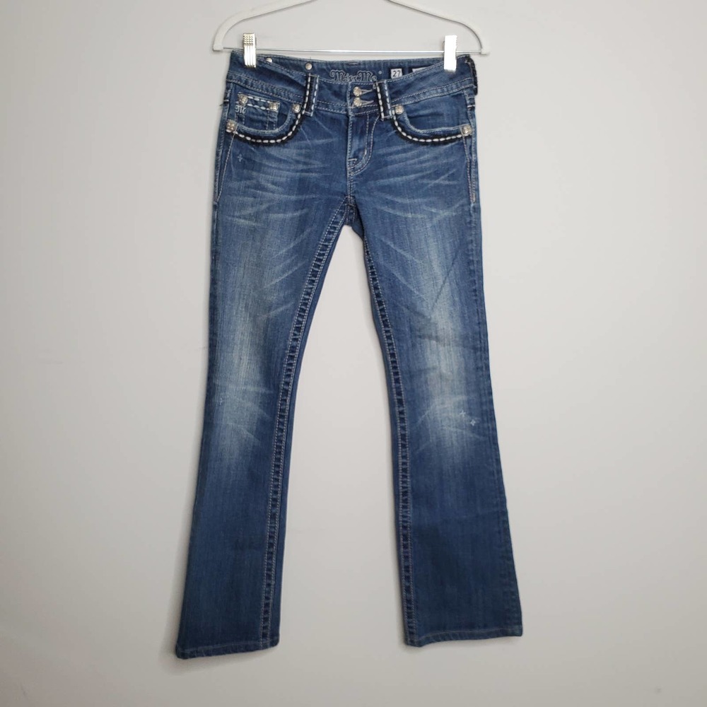 MISS ME • Y2K Crystal Wings Bootcut Jeans Sz 27 - Picture 9 of 9